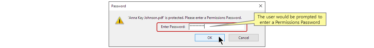 Enter a Permissions Password